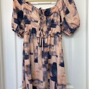 Universal Thread Dress Puff Sleeve Midi Smocked Waist 100% Cotton